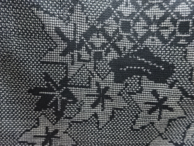 JAPANESE KIMONO / ANTIQUE KIMONO / DORO OSHIMA TSUMUGI / WOVEN TREASURES & FLOWERS